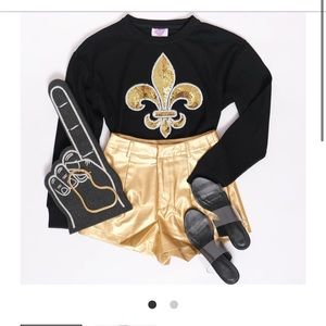 Sparkle City Vegan leather gold shorts size medium